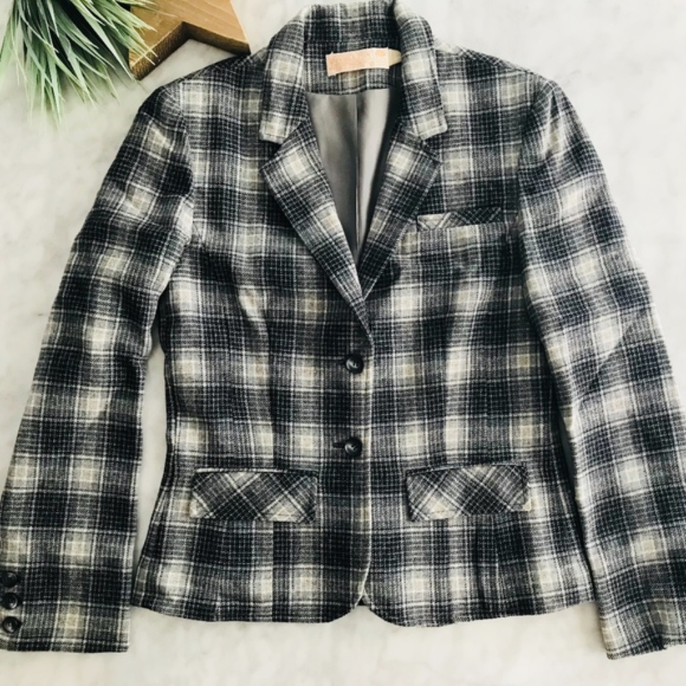Vintage Pendleton Grey Plaid Wool Lined Blazer